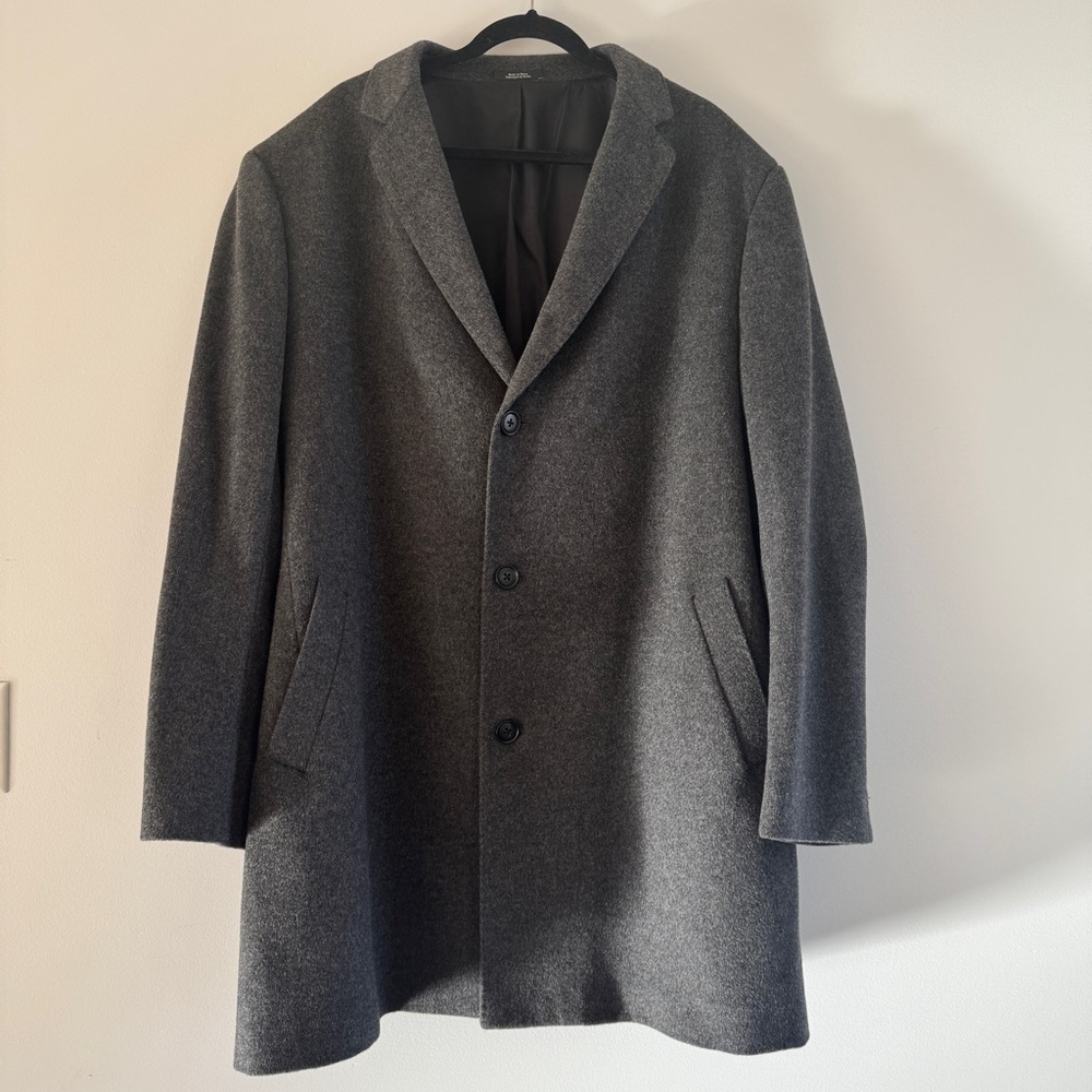 Nordstrom Men’s Grey 3 Button Cashmere Wool Winter Dress Coat Overcoat 50L